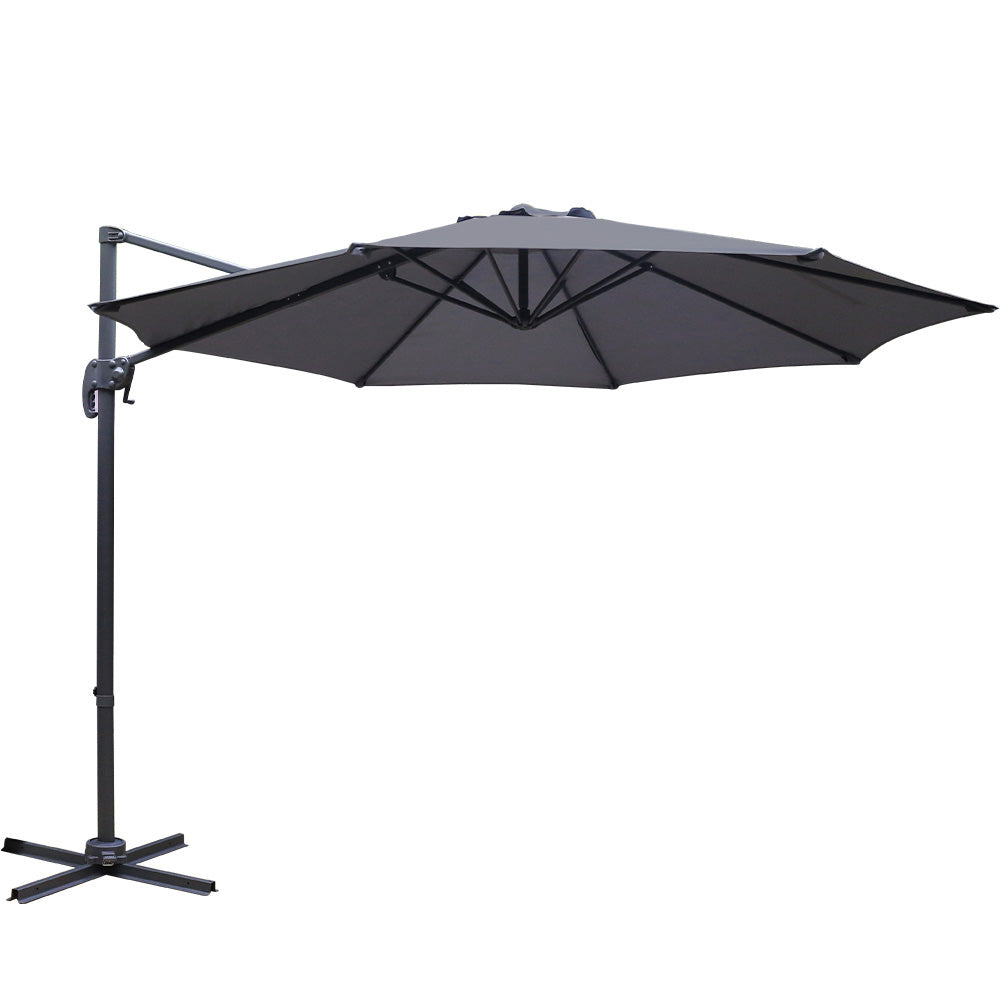 Roma 3m Cantilever Outdoor Umbrella 360 Degree Tilt Charcoal