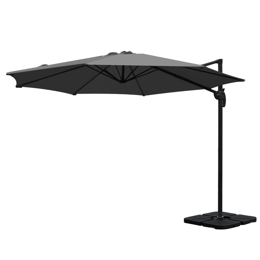 Roma 3m Outdoor Cantilever Umbrella 360° Tilt Charcoal