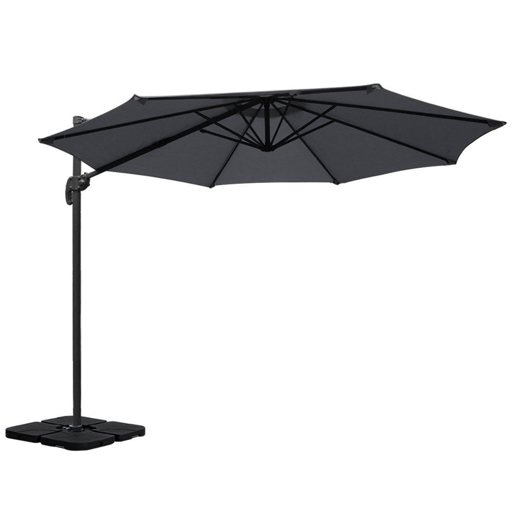 Roma 3m Outdoor Cantilever Umbrella 360° Tilt Charcoal