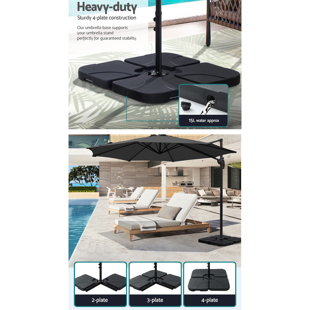 Roma 3m Outdoor Cantilever Umbrella 360° Tilt Charcoal