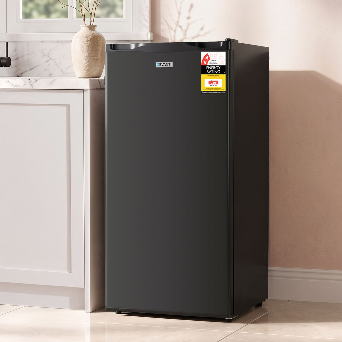 Devanti 81L Compact Upright Freezer Fridge Black
