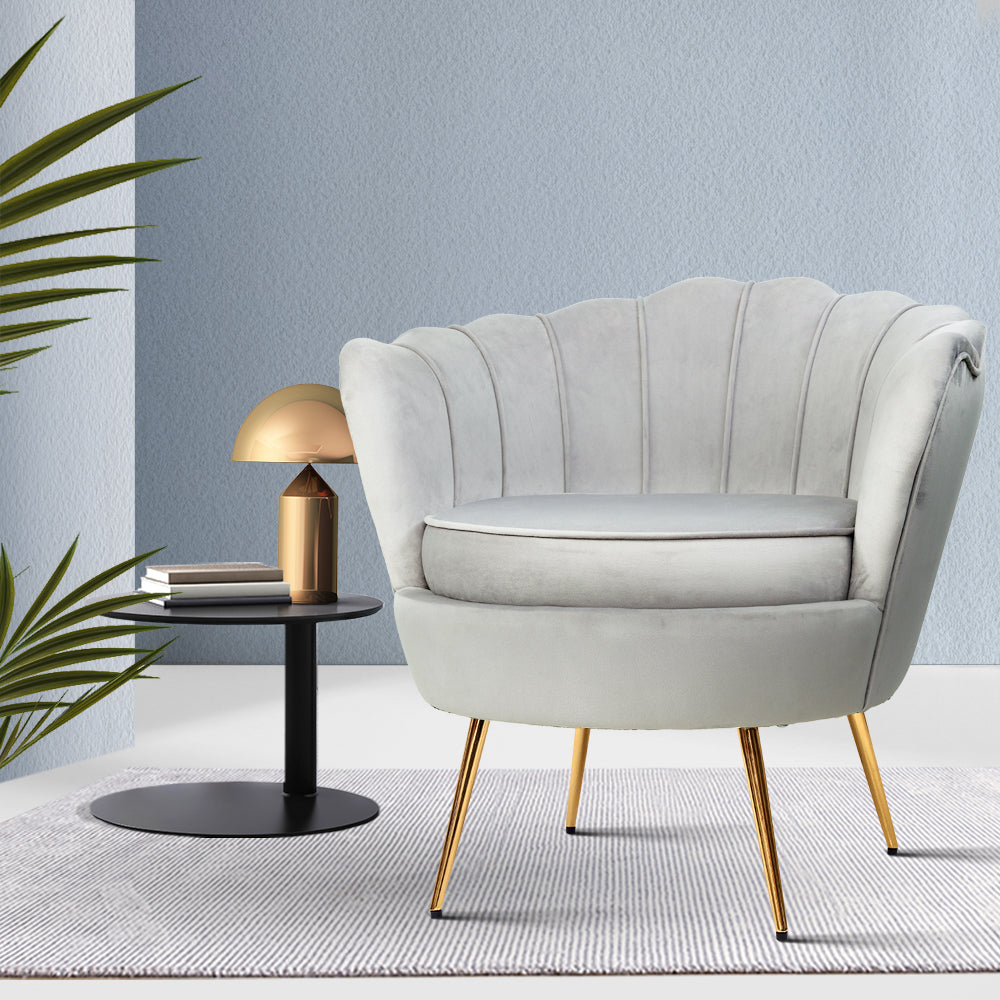 Callista Velvet Armchair Grey