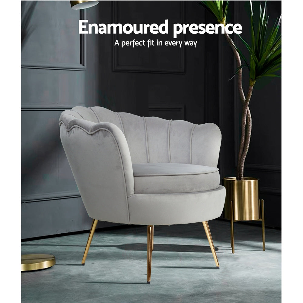 Callista Velvet Armchair Grey
