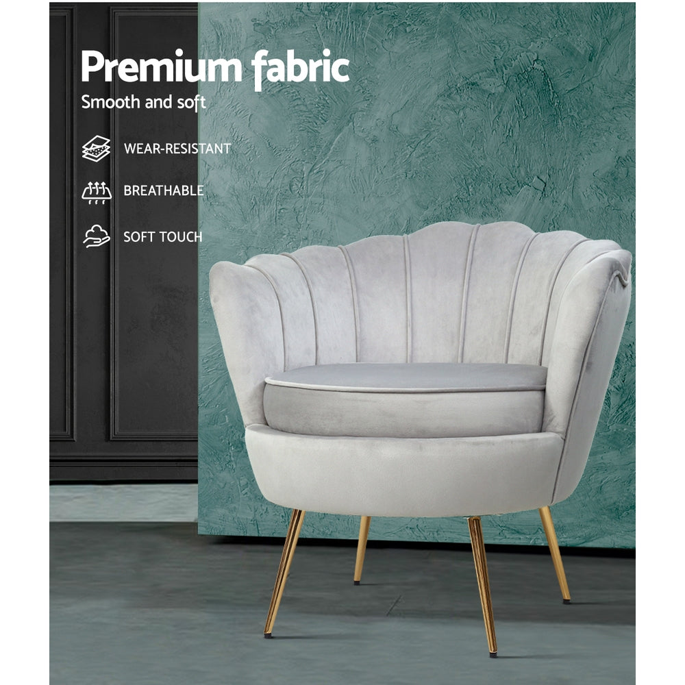 Callista Velvet Armchair Grey