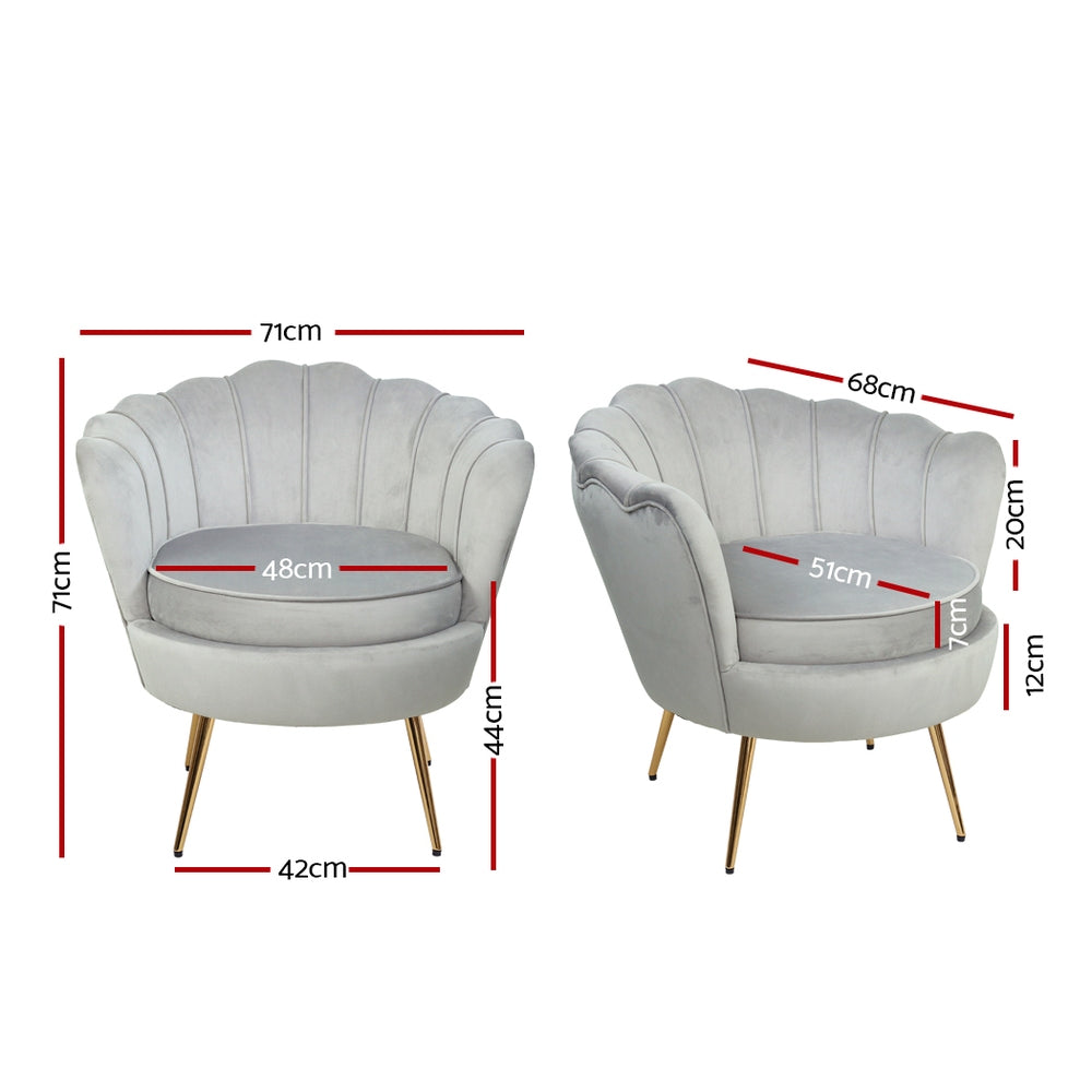 Callista Velvet Armchair Grey