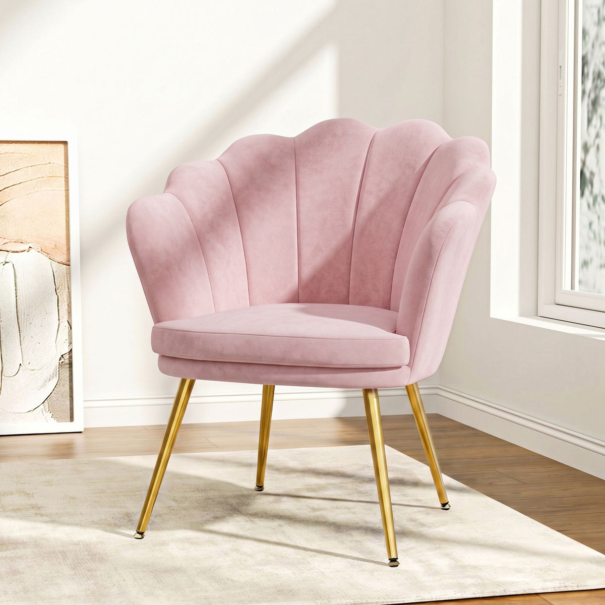 Artiss Velvet Lounge Armchair Metal Legs Pink