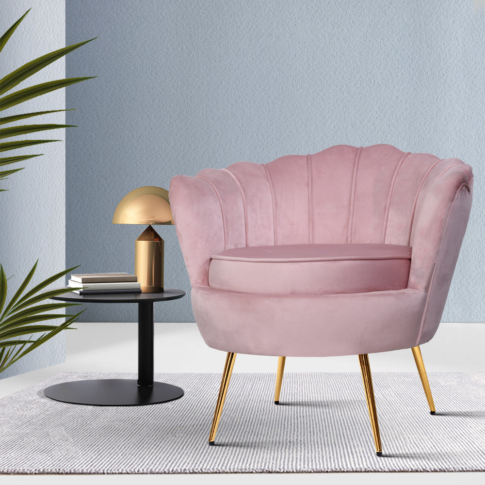 Callista Velvet Armchair Pink Shell Back
