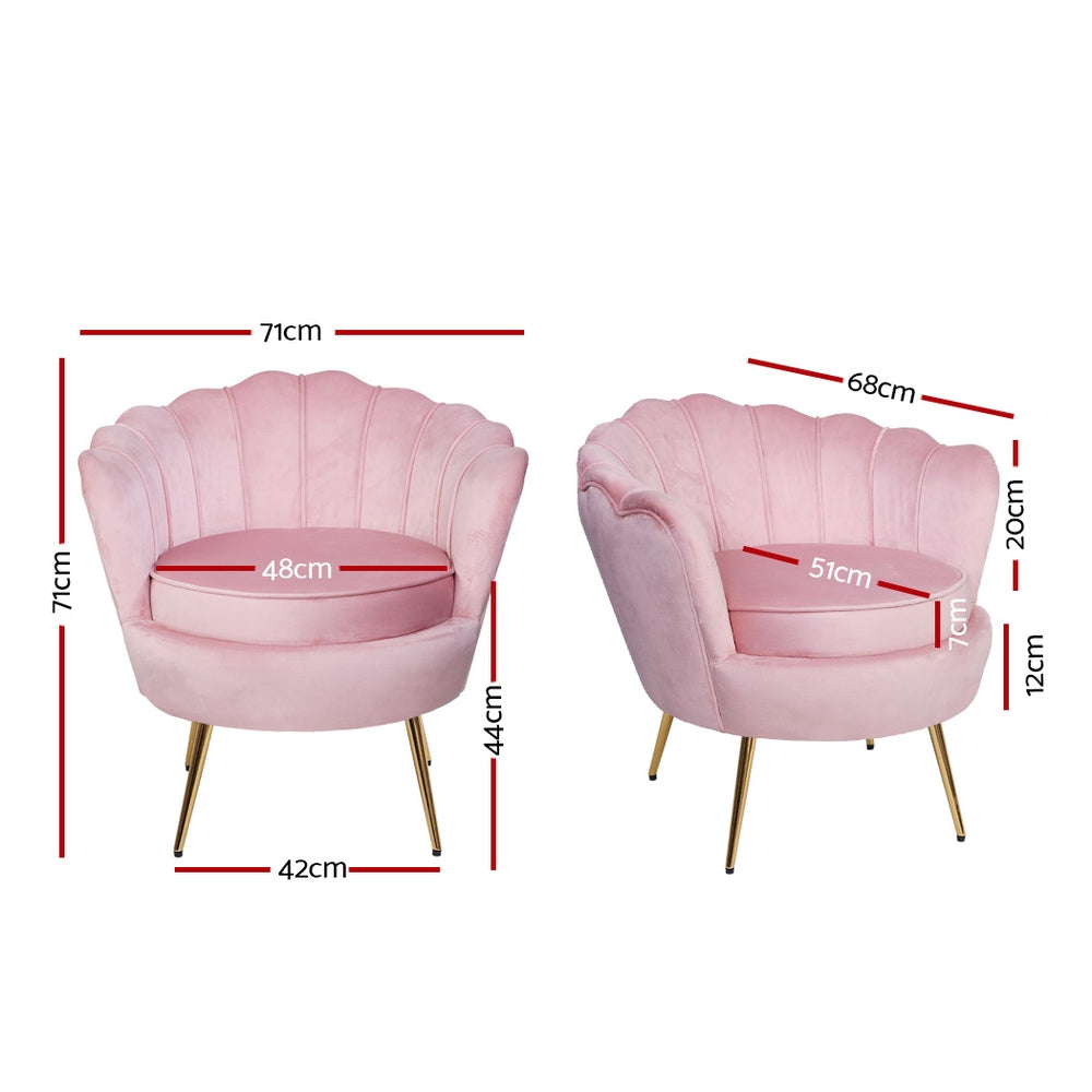 Callista Velvet Armchair Pink Shell Back