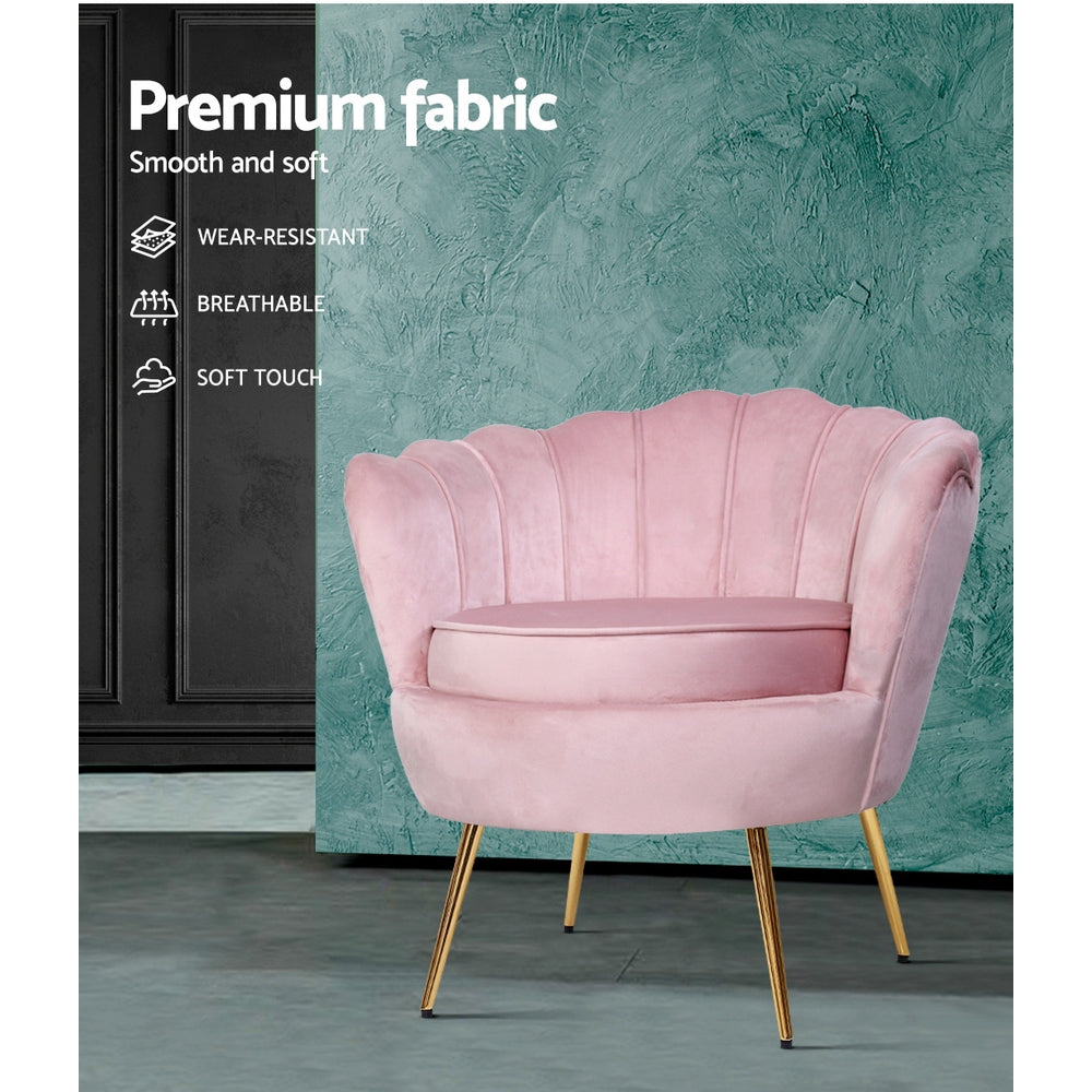 Callista Velvet Armchair Pink Shell Back