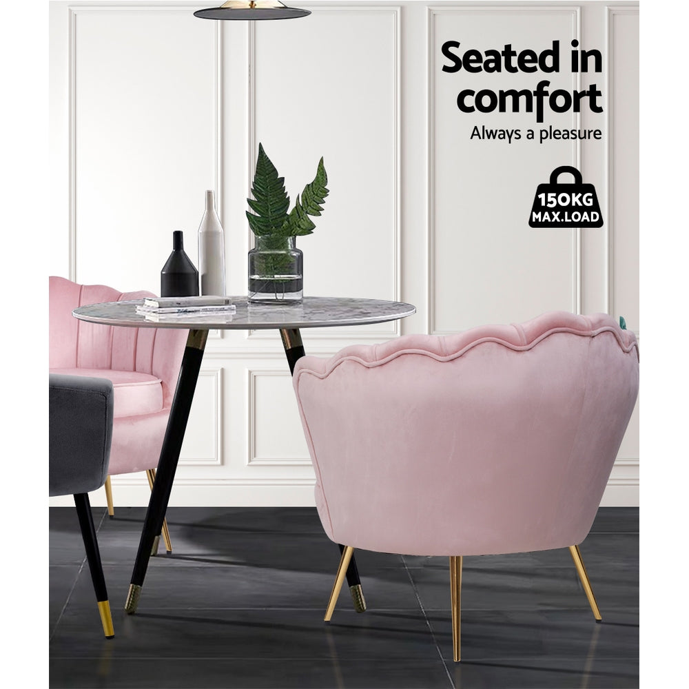 Callista Velvet Armchair Pink Shell Back