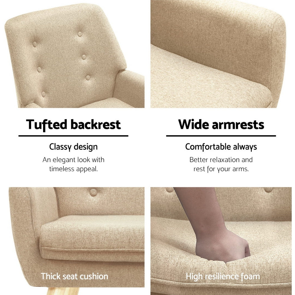 Anne Full Armchair Linen Fabric Beige