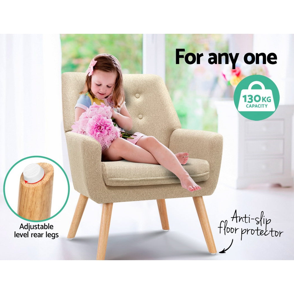 Anne Full Armchair Linen Fabric Beige