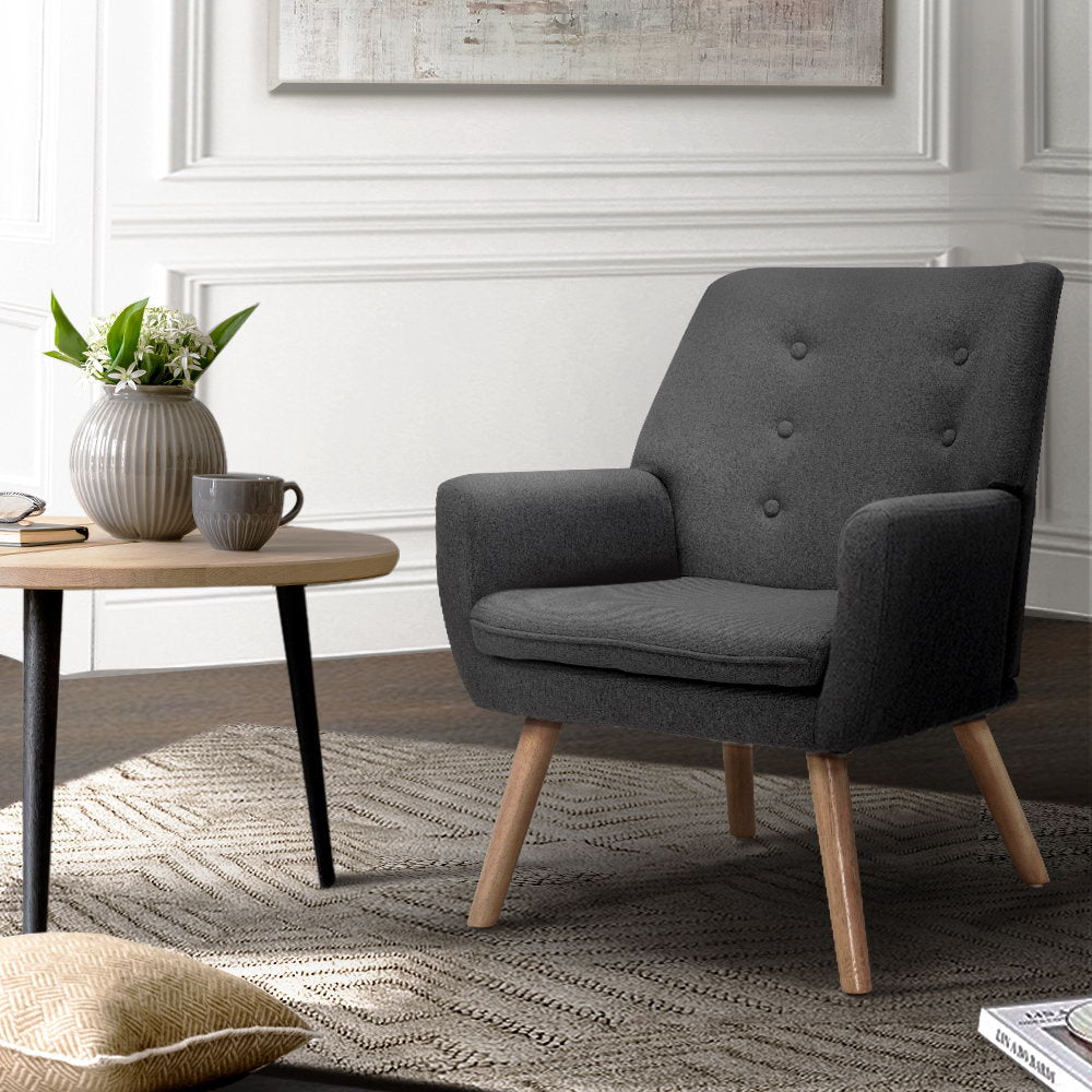 Anne Charcoal Armchair Linen Fabric