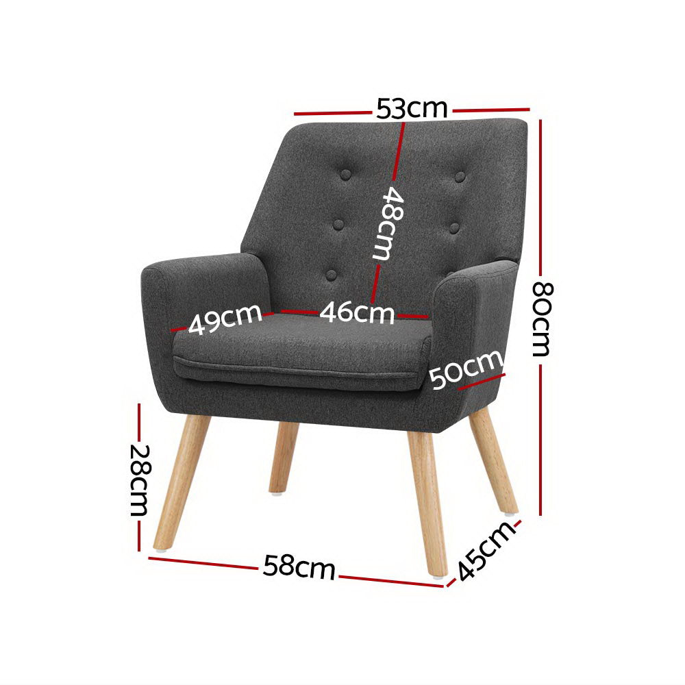 Anne Charcoal Armchair Linen Fabric