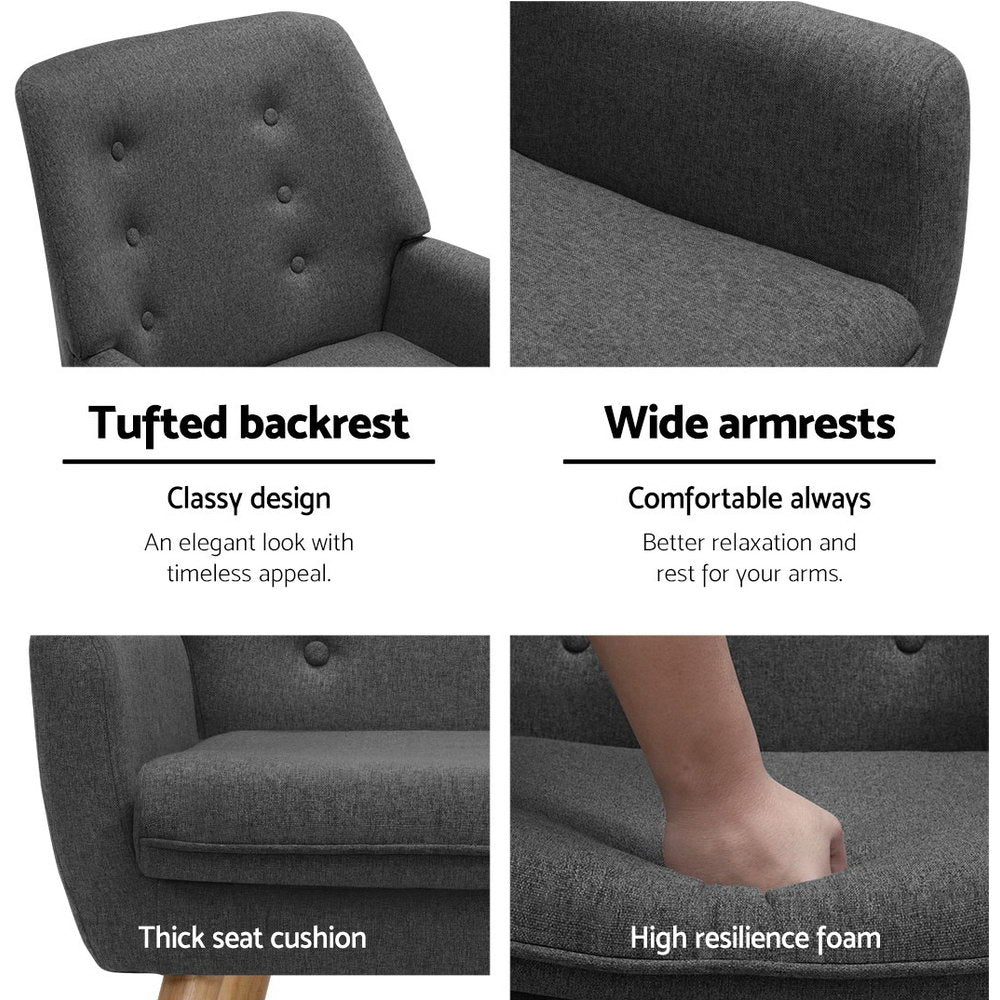 Anne Charcoal Armchair Linen Fabric