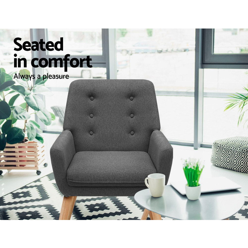 Anne Charcoal Armchair Linen Fabric