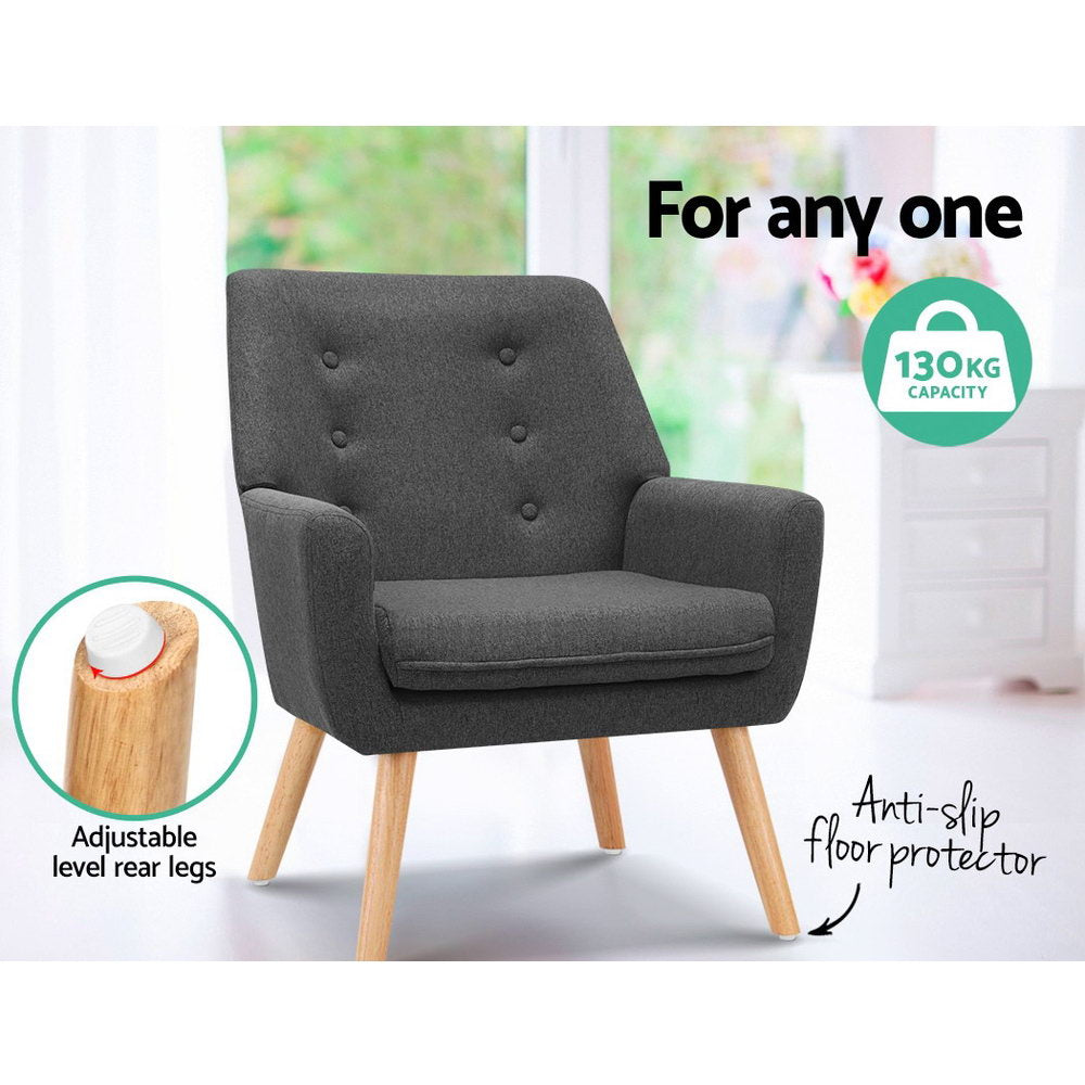 Anne Charcoal Armchair Linen Fabric