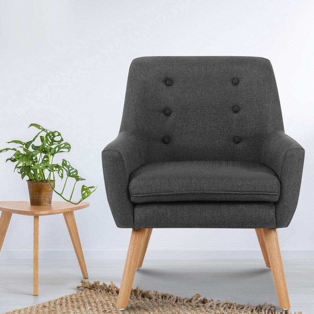 Anne Charcoal Armchair Linen Fabric