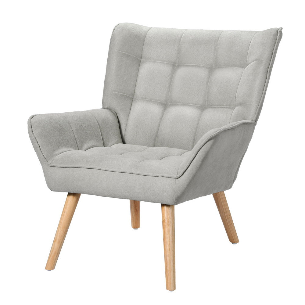 Cindy Grey Armchair Scandinavian Linen Fabric