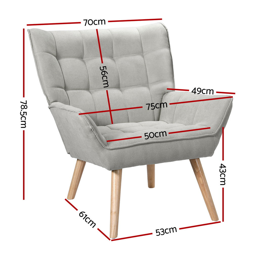 Cindy Grey Armchair Scandinavian Linen Fabric