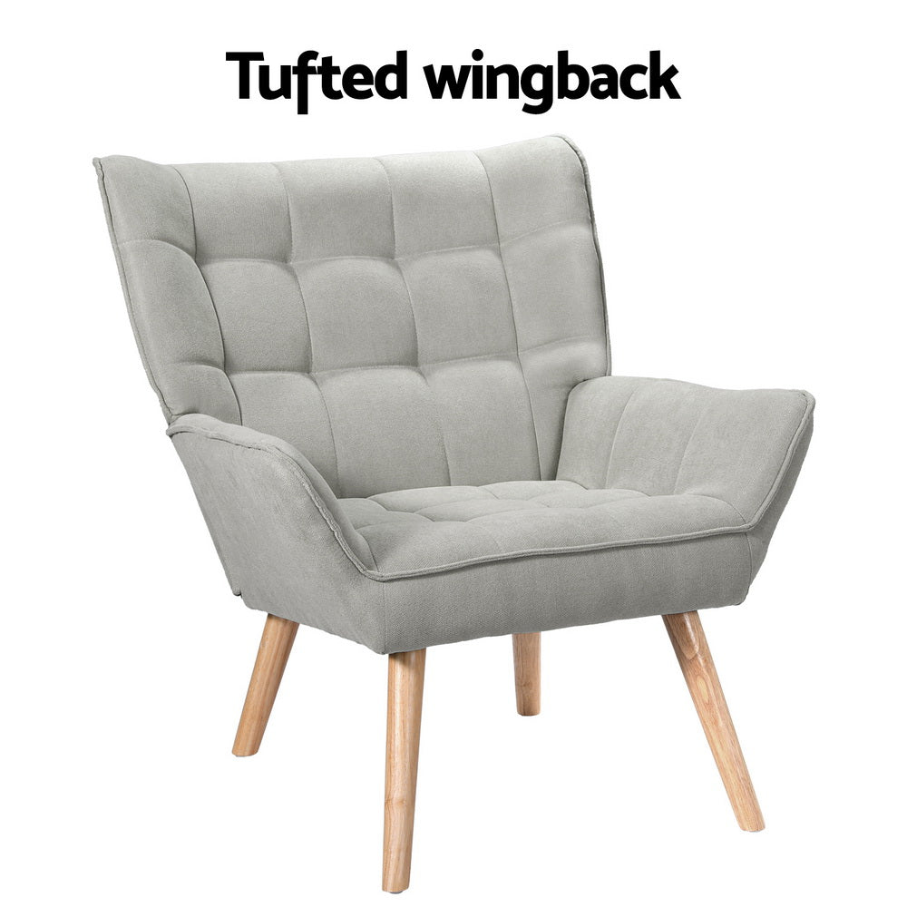 Cindy Grey Armchair Scandinavian Linen Fabric