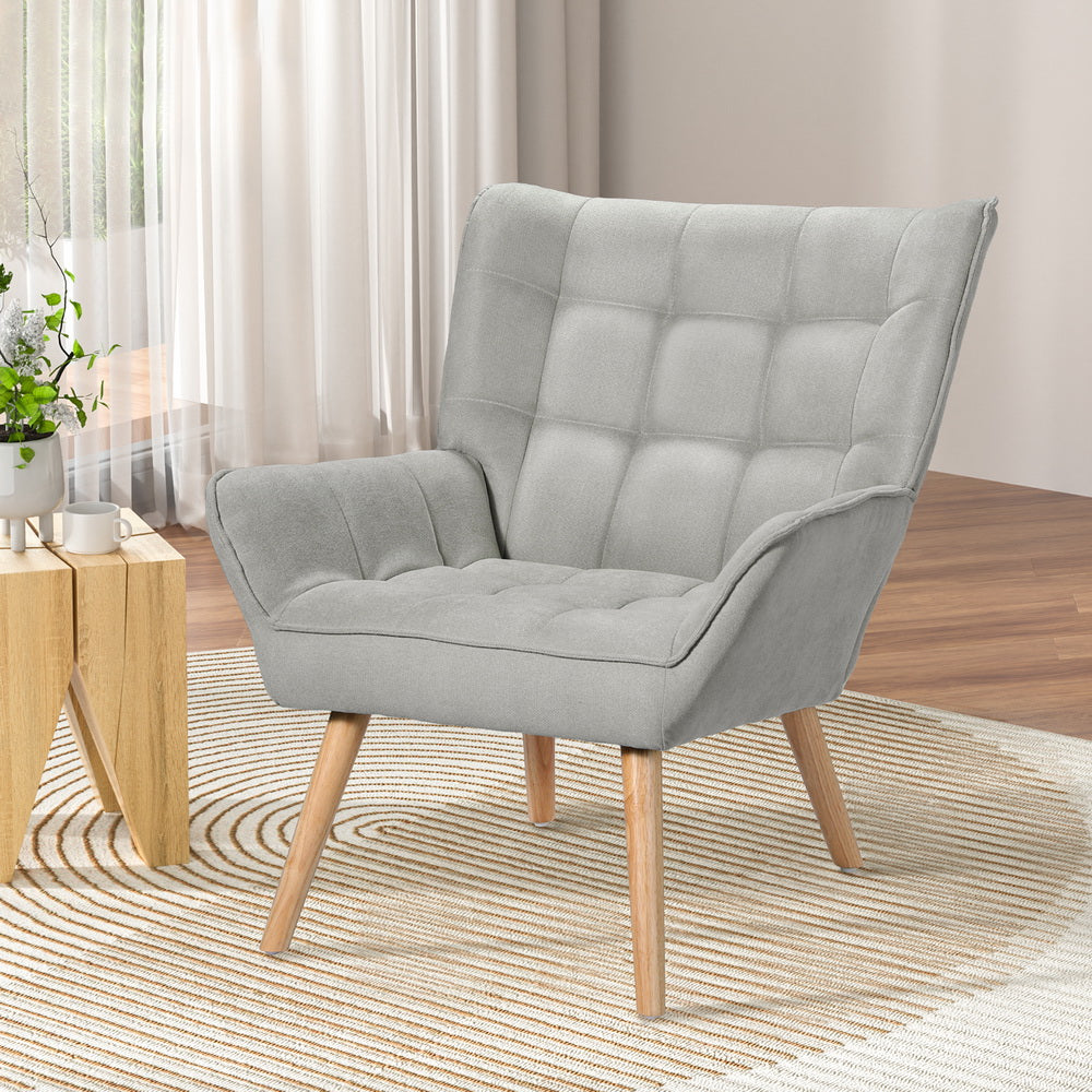 Cindy Grey Armchair Scandinavian Linen Fabric