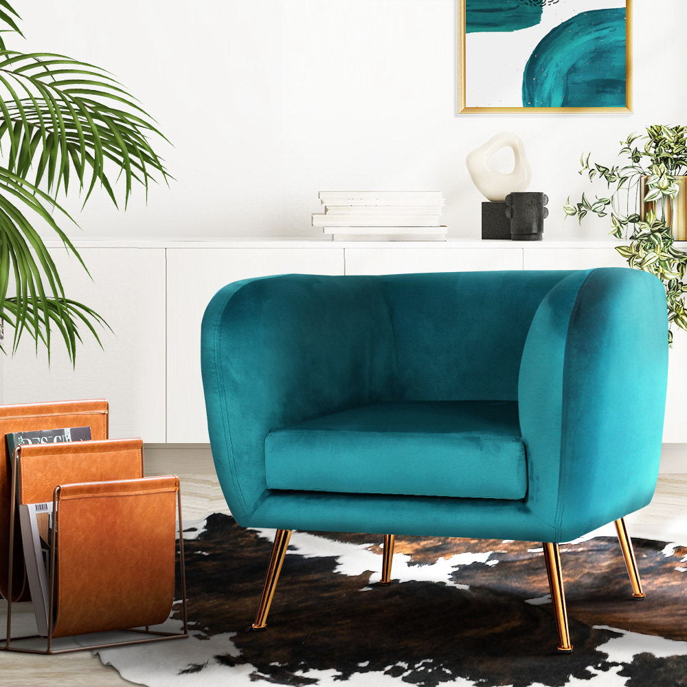 Lois Velvet Armchair Lounge Sofa Green