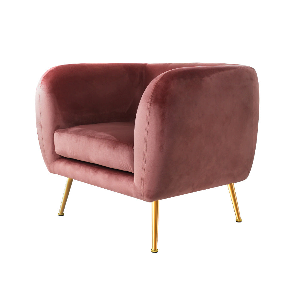 Lois Velvet Armchair Pink Accent Chair