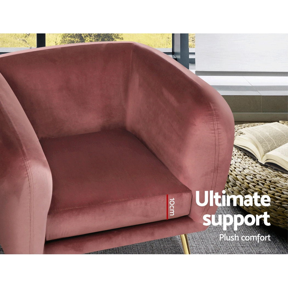 Lois Velvet Armchair Pink Accent Chair