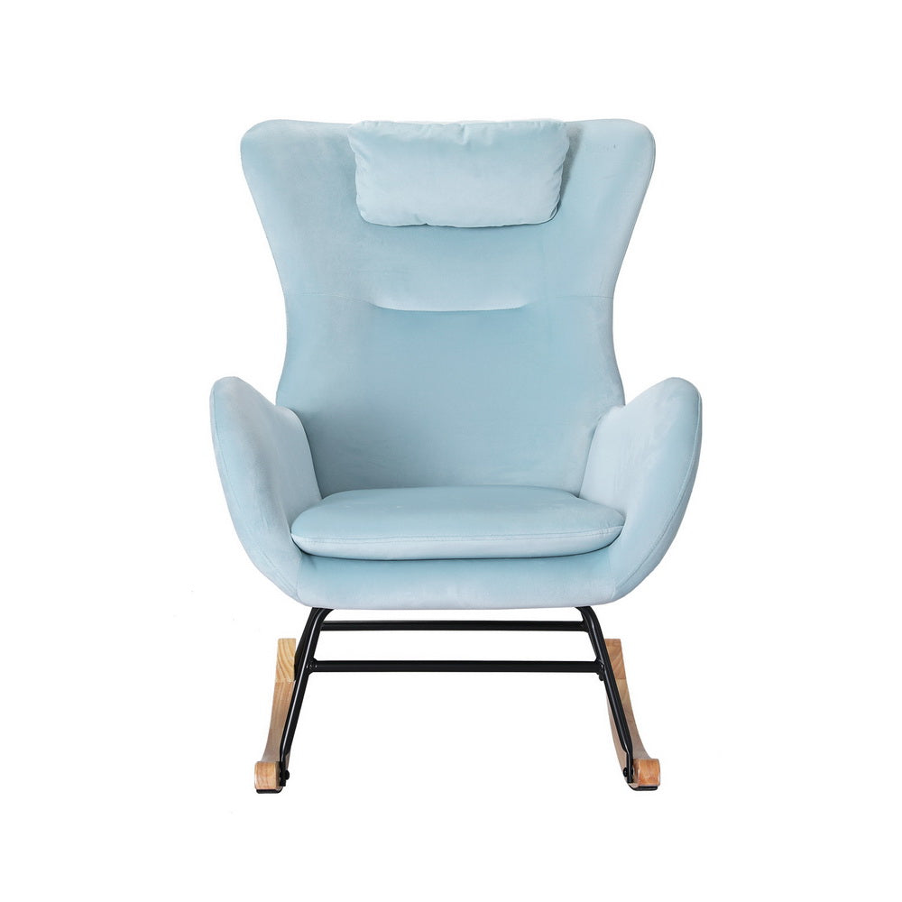 Ada Velvet Rocking Chair Armchair Blue