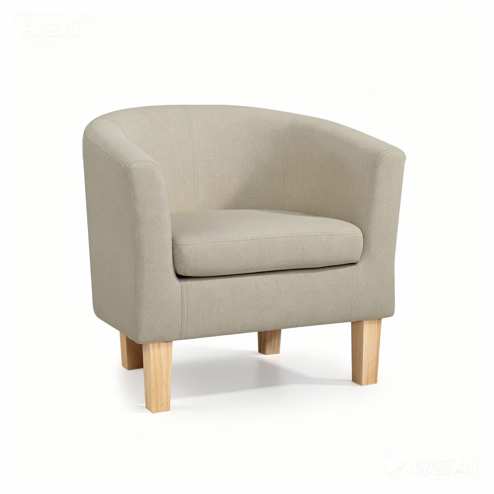 Abby Armchair Tub Chair Beige Faux Linen Upholstered