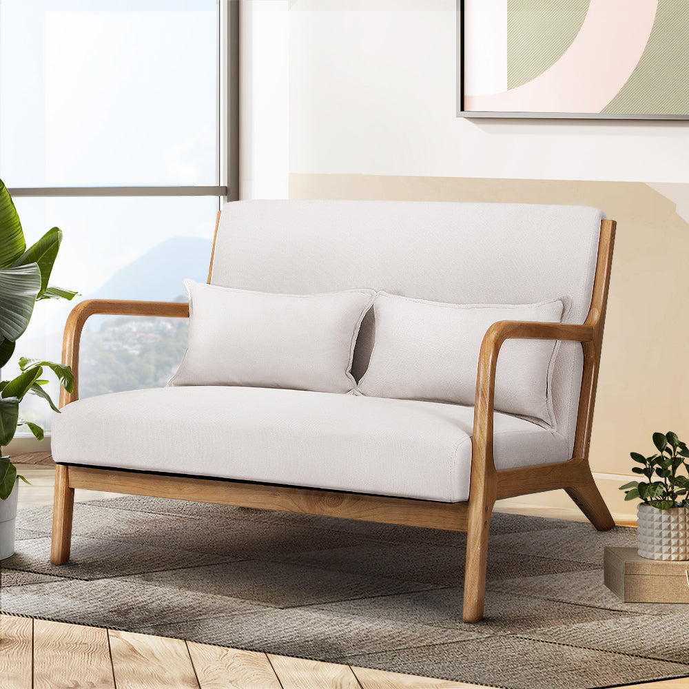 Olive Armchair Lounge Sofa Beige Wood Scandinavian Style