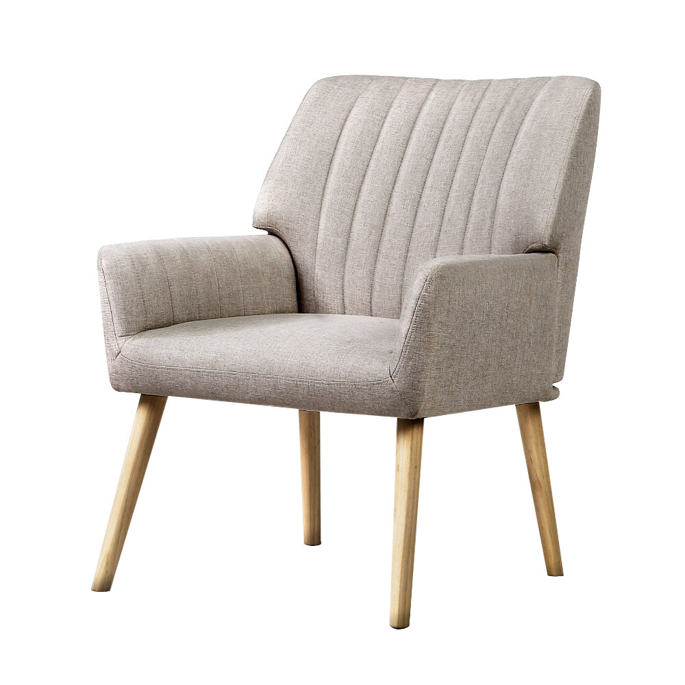Sebastini Upholstered Faux Fabric Armchair Beige