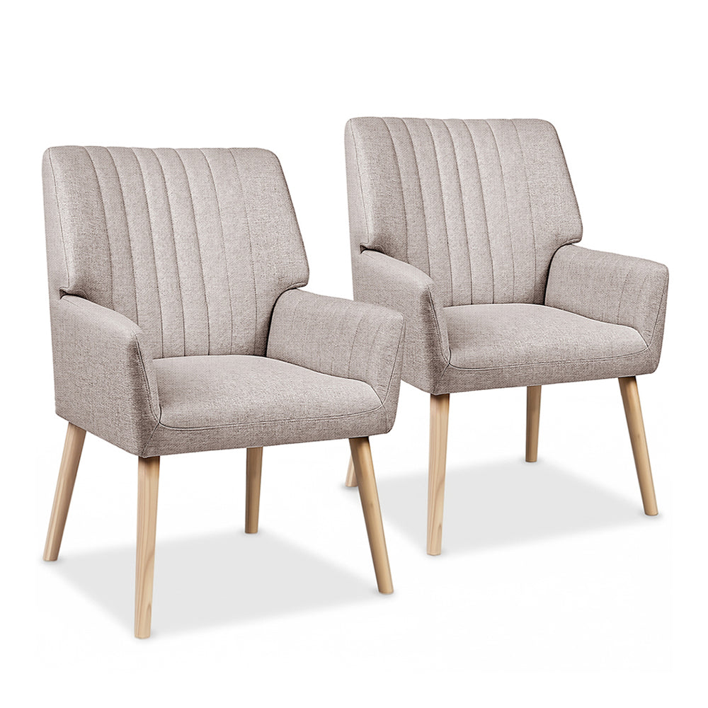 Sebastini Faux Fabric Armchair Set of 2 Beige