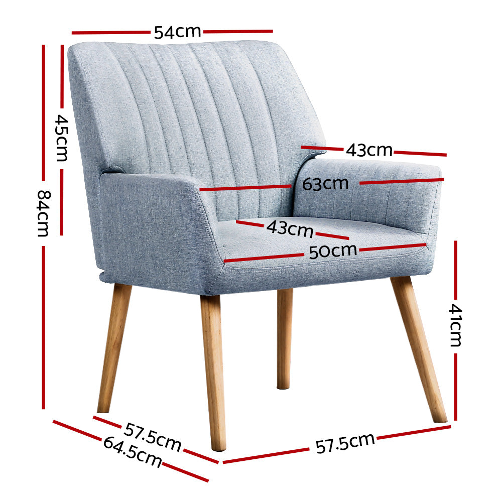 Sebastini Armchair Fabric Blue Grey