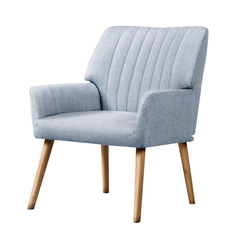Sebastini Faux Fabric Armchair Upholstered Blue Grey