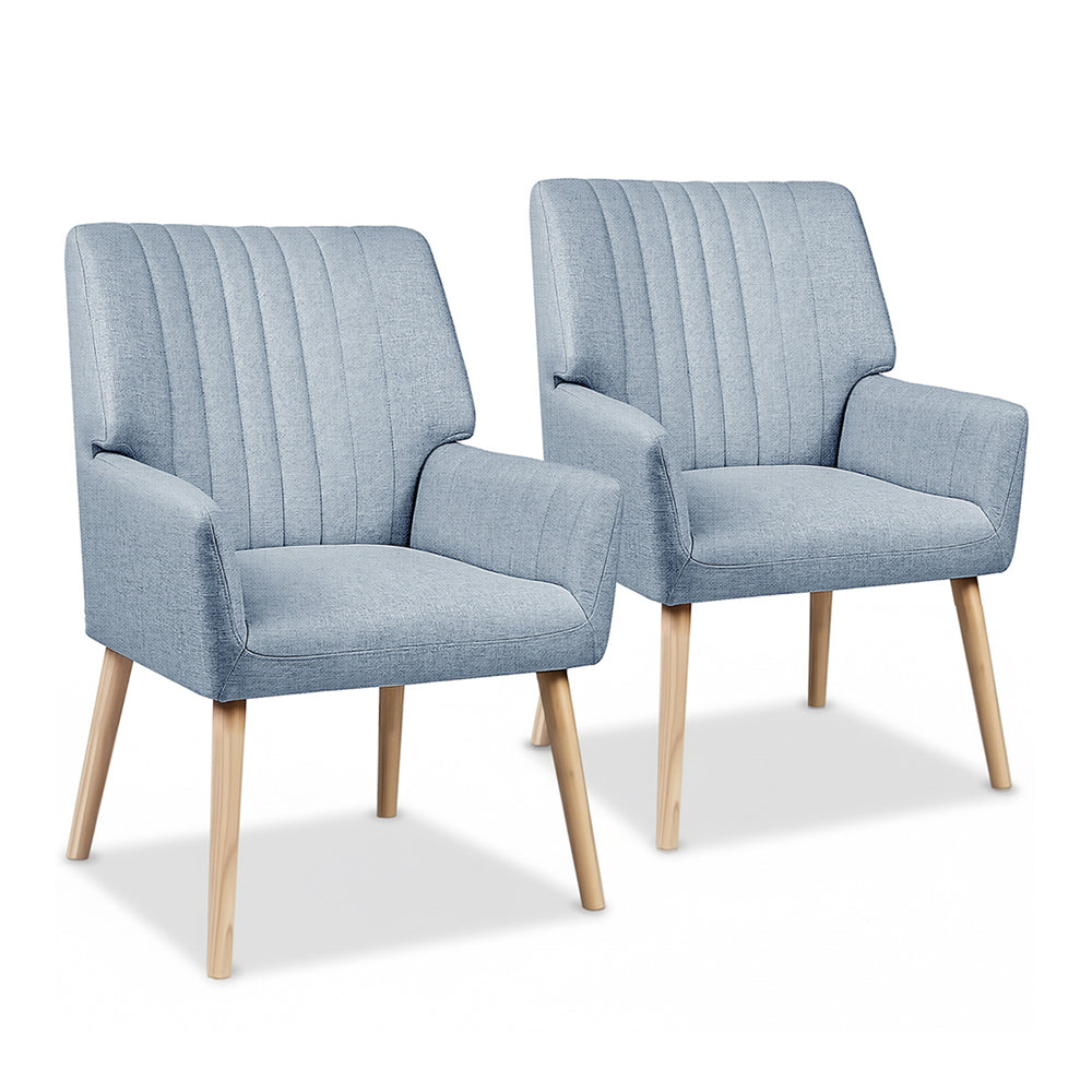 Sebastini Armchair Set of 2 Faux Fabric Blue Grey