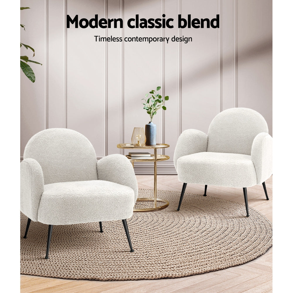 Hanes Armchair Boucle White Sherpa