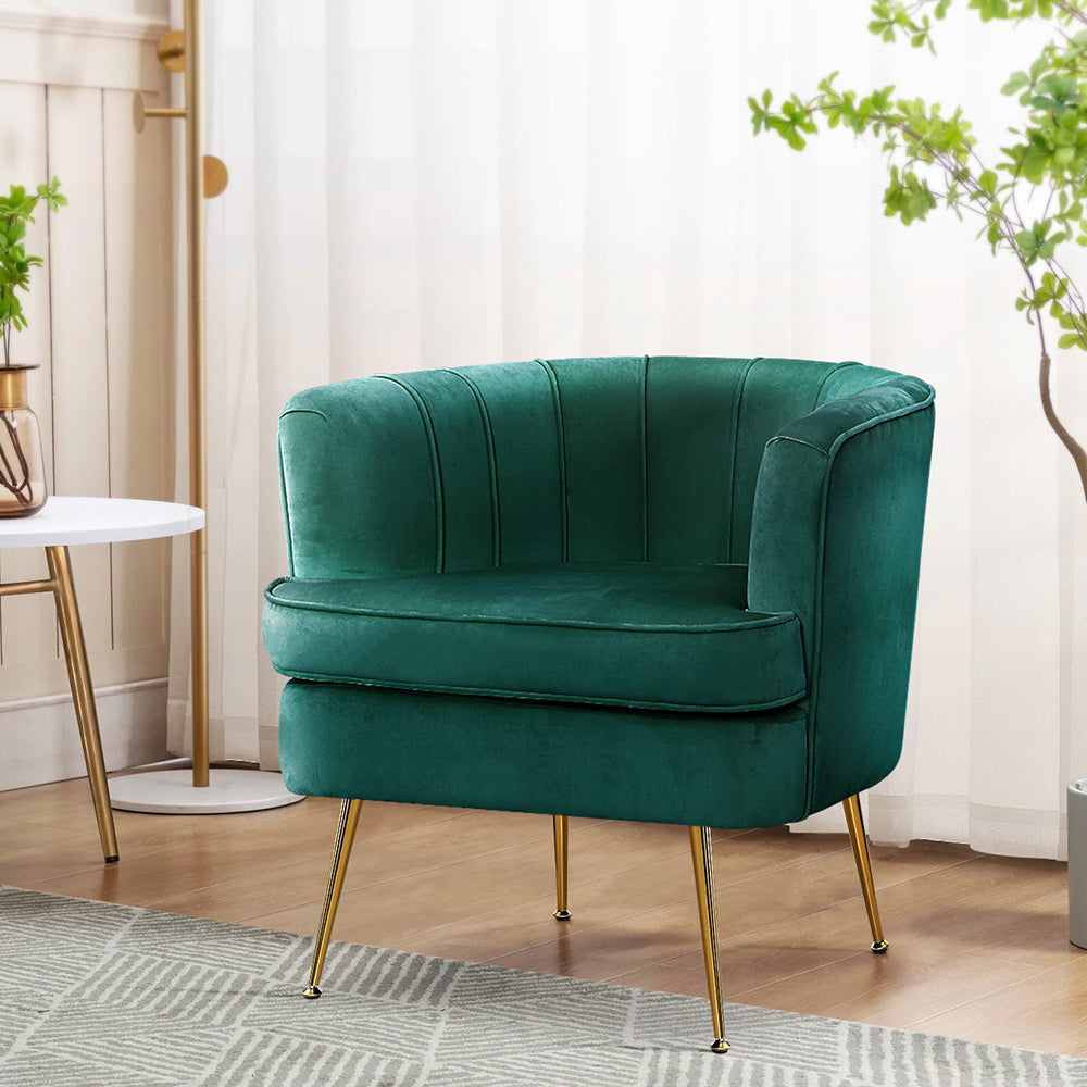 Norvia Velvet Armchair Green