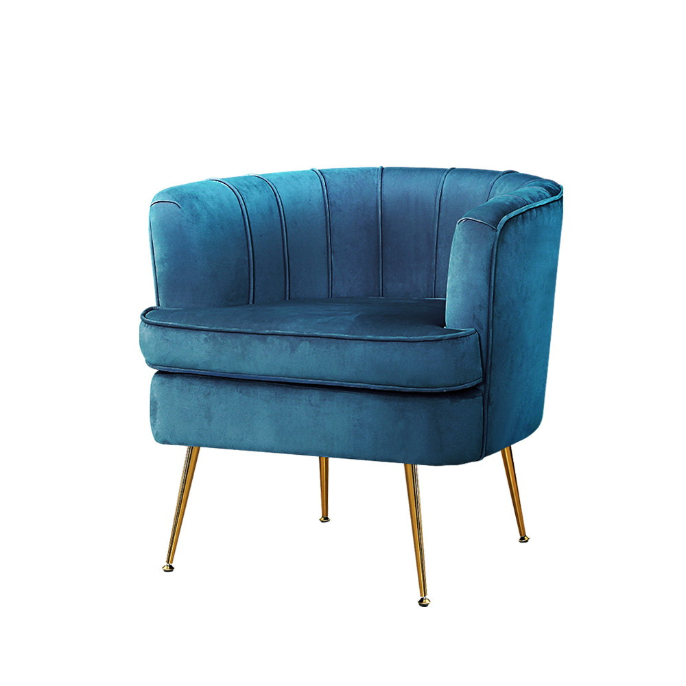 Norvia Accent Armchair Velvet Upholstered Blue