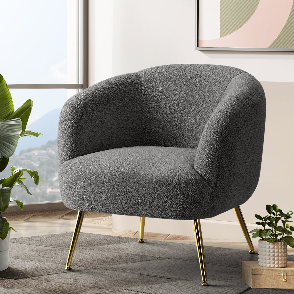 Carneiro Armchair Sherpa Boucle Charcoal Lounge Chair