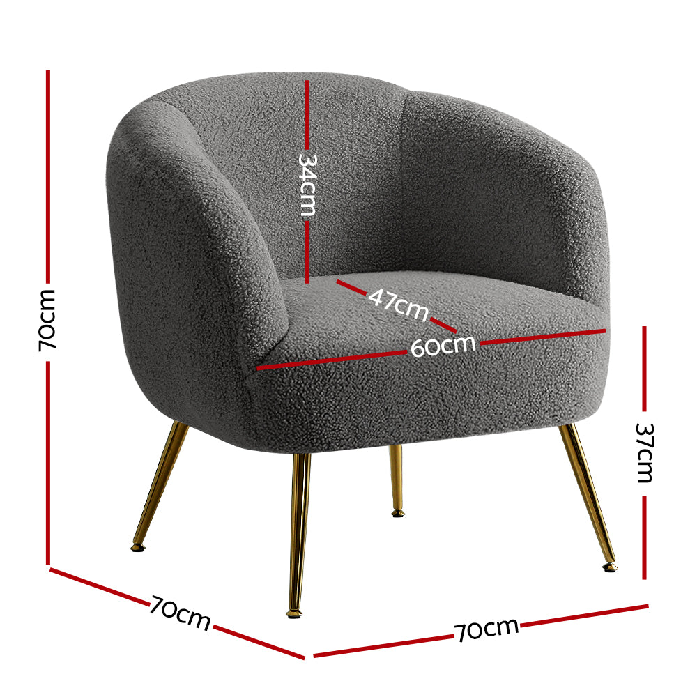 Carneiro Armchair Sherpa Boucle Charcoal Lounge Chair