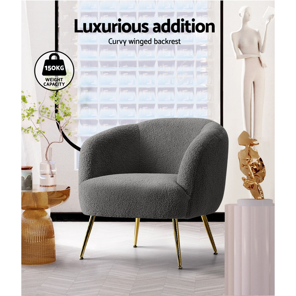Carneiro Armchair Sherpa Boucle Charcoal Lounge Chair