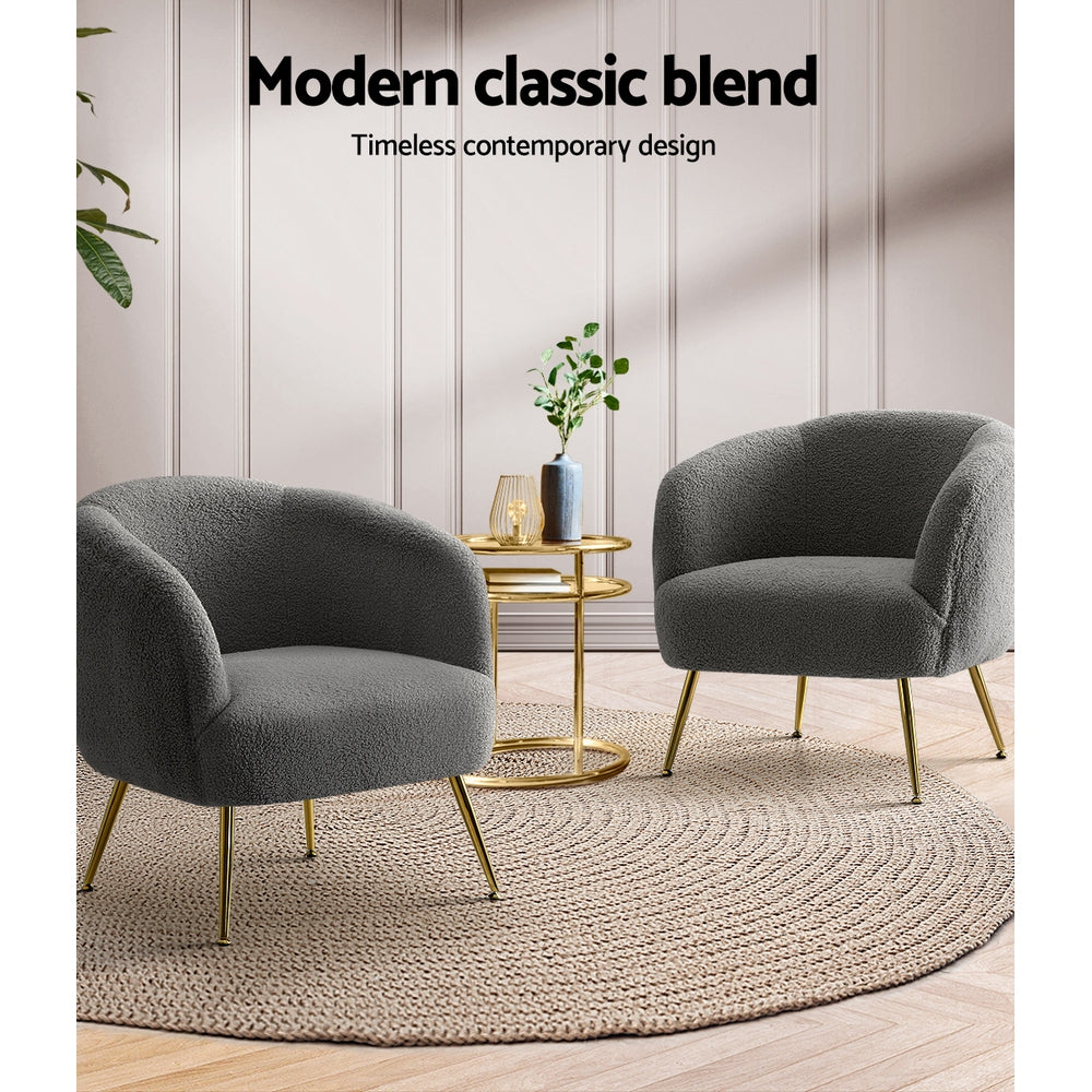 Carneiro Armchair Sherpa Boucle Charcoal Lounge Chair