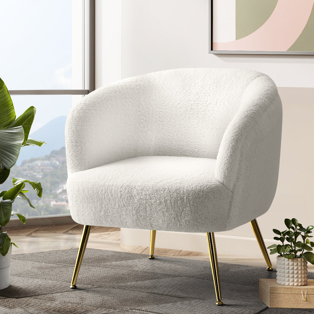 Carneiro Lounge Armchair Sherpa Boucle White