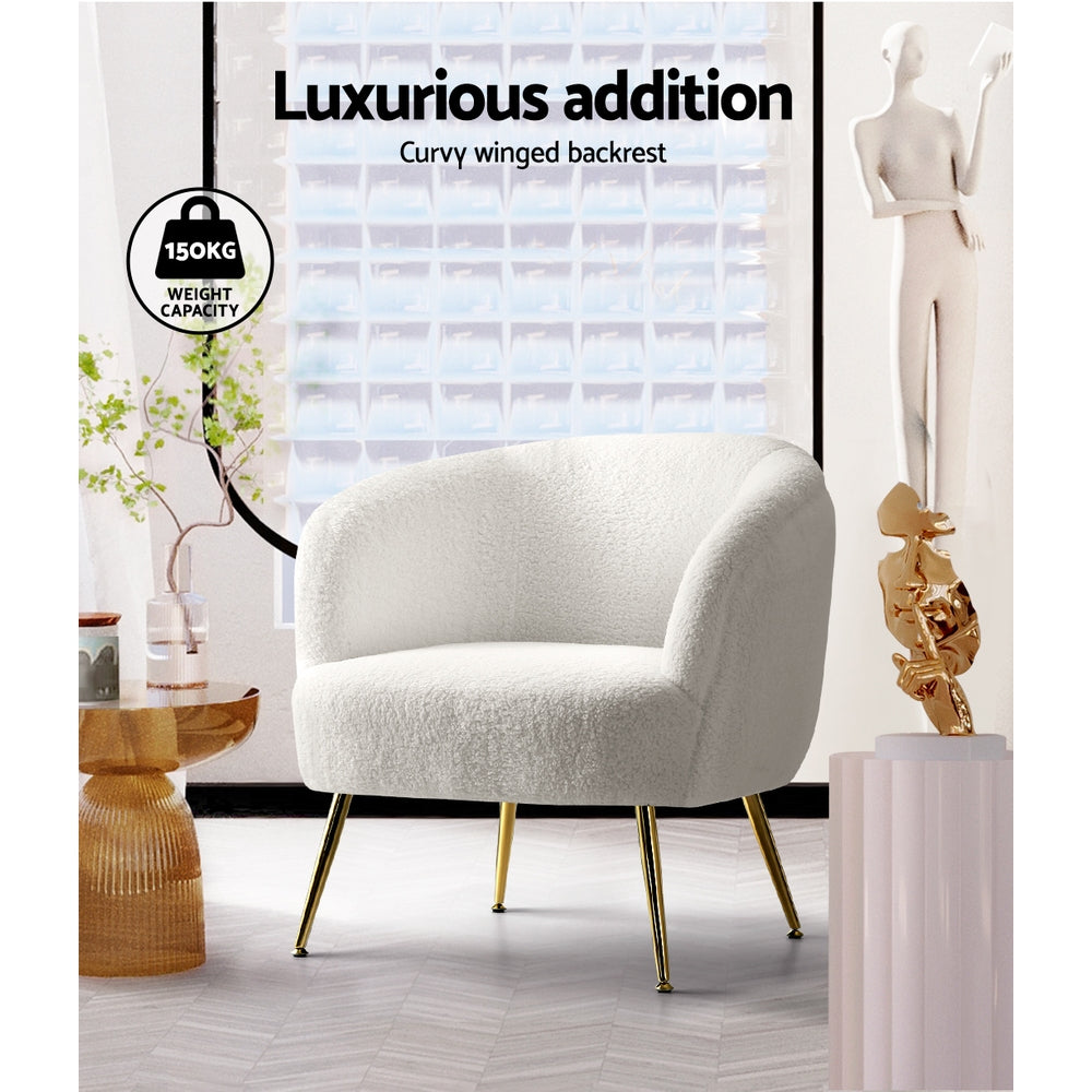 Carneiro Lounge Armchair Sherpa Boucle White