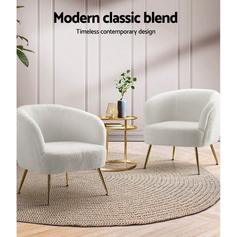Carneiro Lounge Armchair Sherpa Boucle White