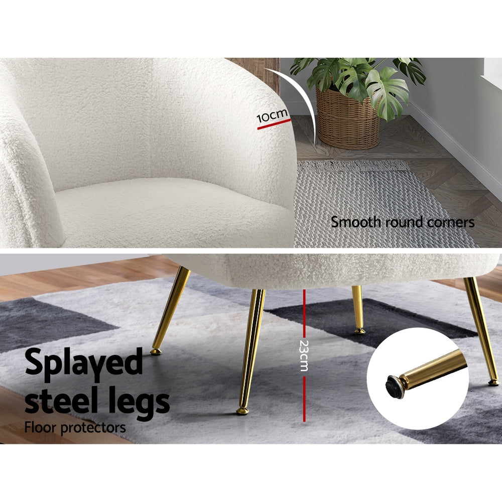 Carneiro Lounge Armchair Sherpa Boucle White