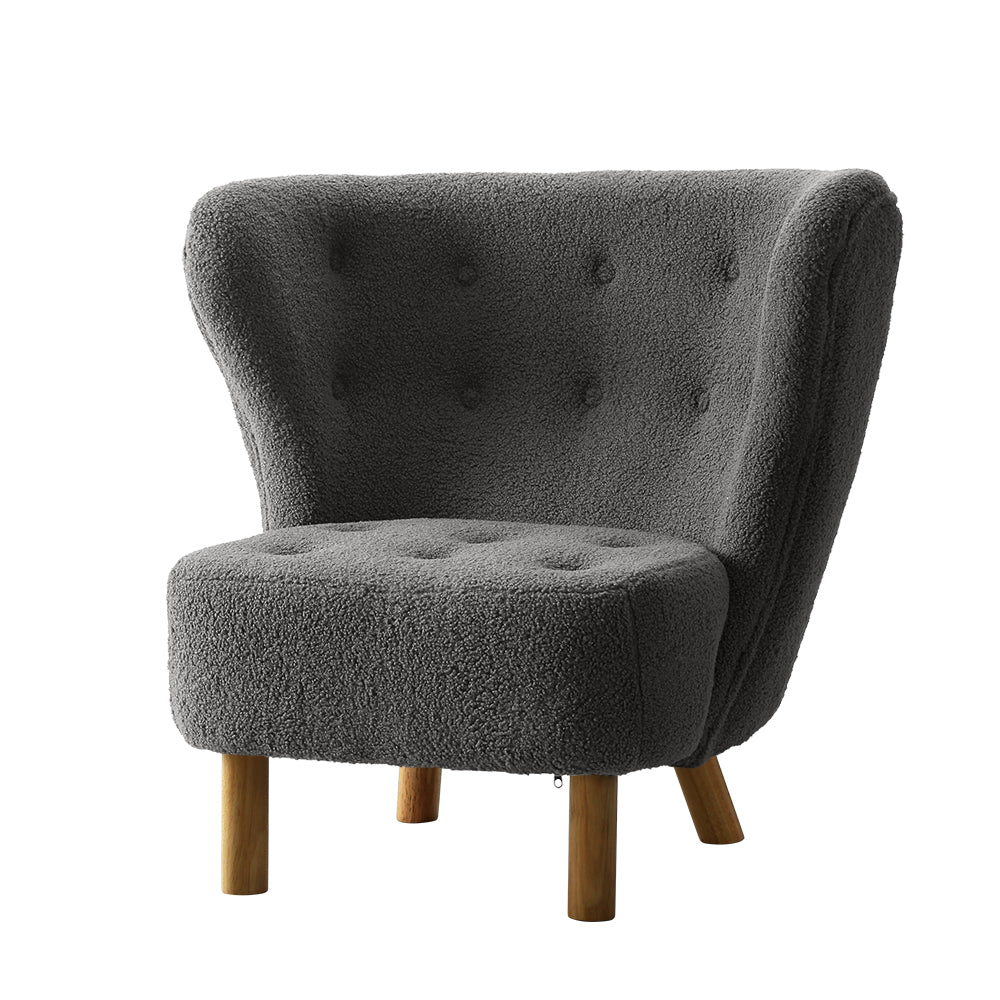 Felista Armchair Lounge Charcoal Sherpa Fabric