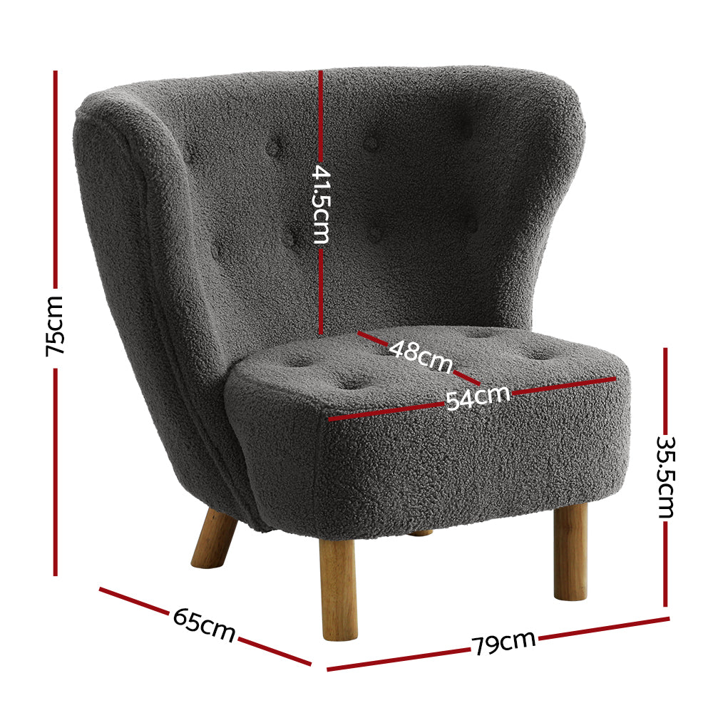 Felista Armchair Lounge Charcoal Sherpa Fabric